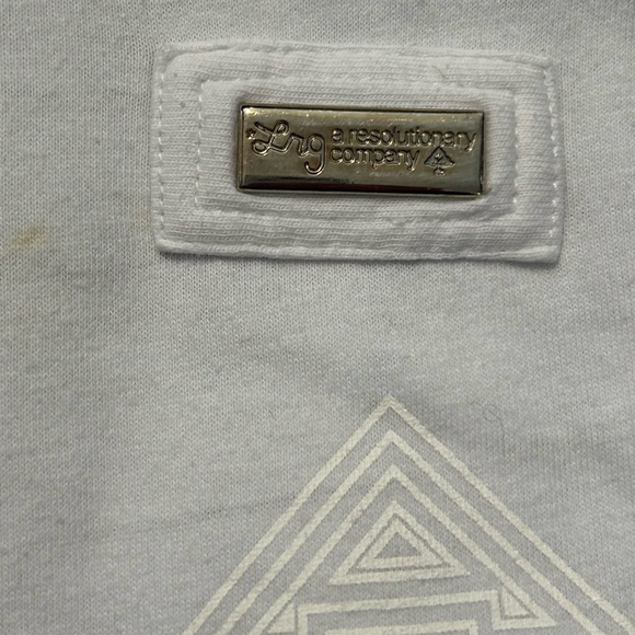 Lrg White Hoodie with Multicolor Striped Front and Blue Lined Hood - Picture 6 of 6